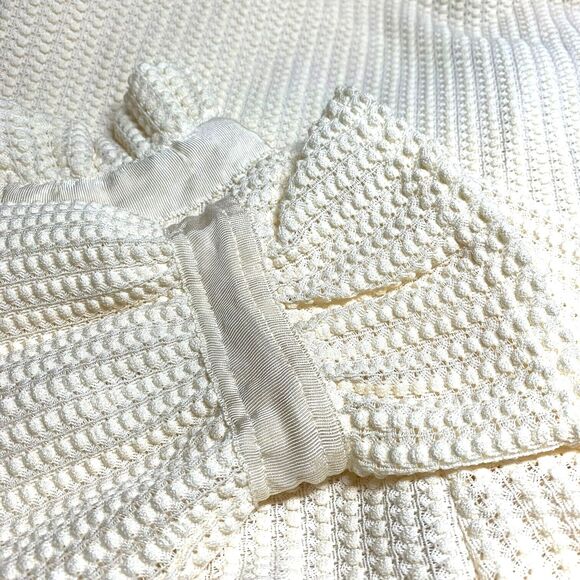 Waffle Knit Mazik Top Ladies Ruffle Neck Cream Knob Fabric Lined Small NWT - Picture 9 of 12